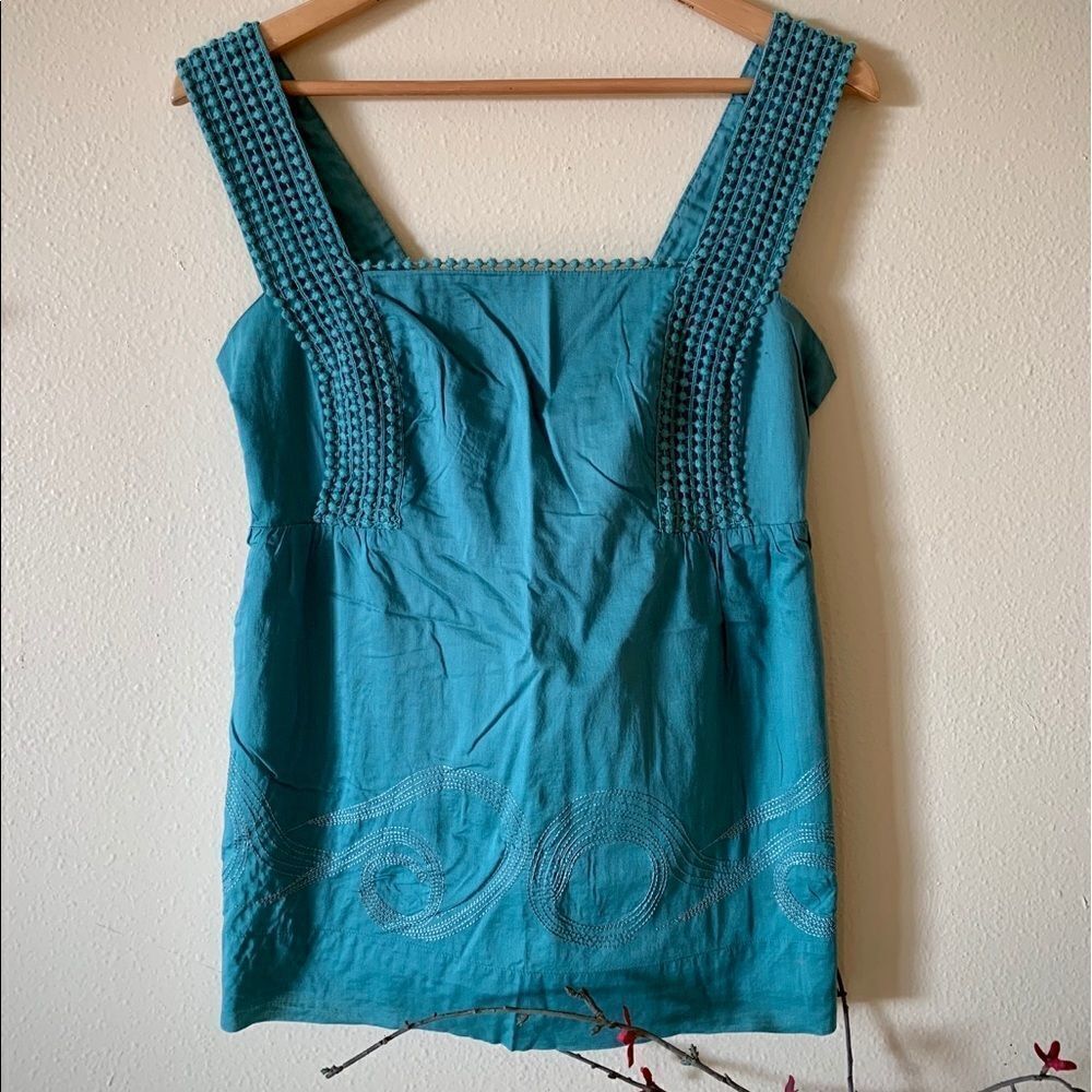 ELLE Blue Tank w Waves Medium